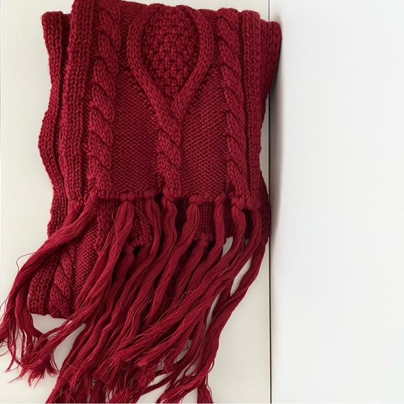 Isabel Marant extra long cable knit scarf, red, 100% wool - Picture 2 of 5